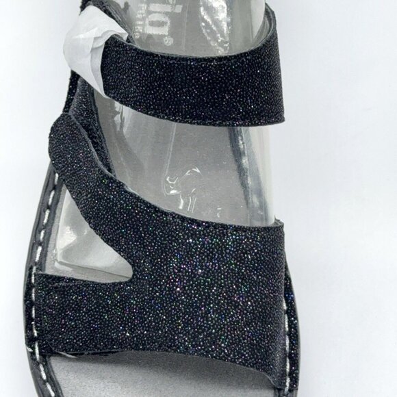 Alegria Sandals Loti Leather Triple Strap Wedge Glitteroti Black US 8 - 8.5 EU38 - Picture 2 of 8